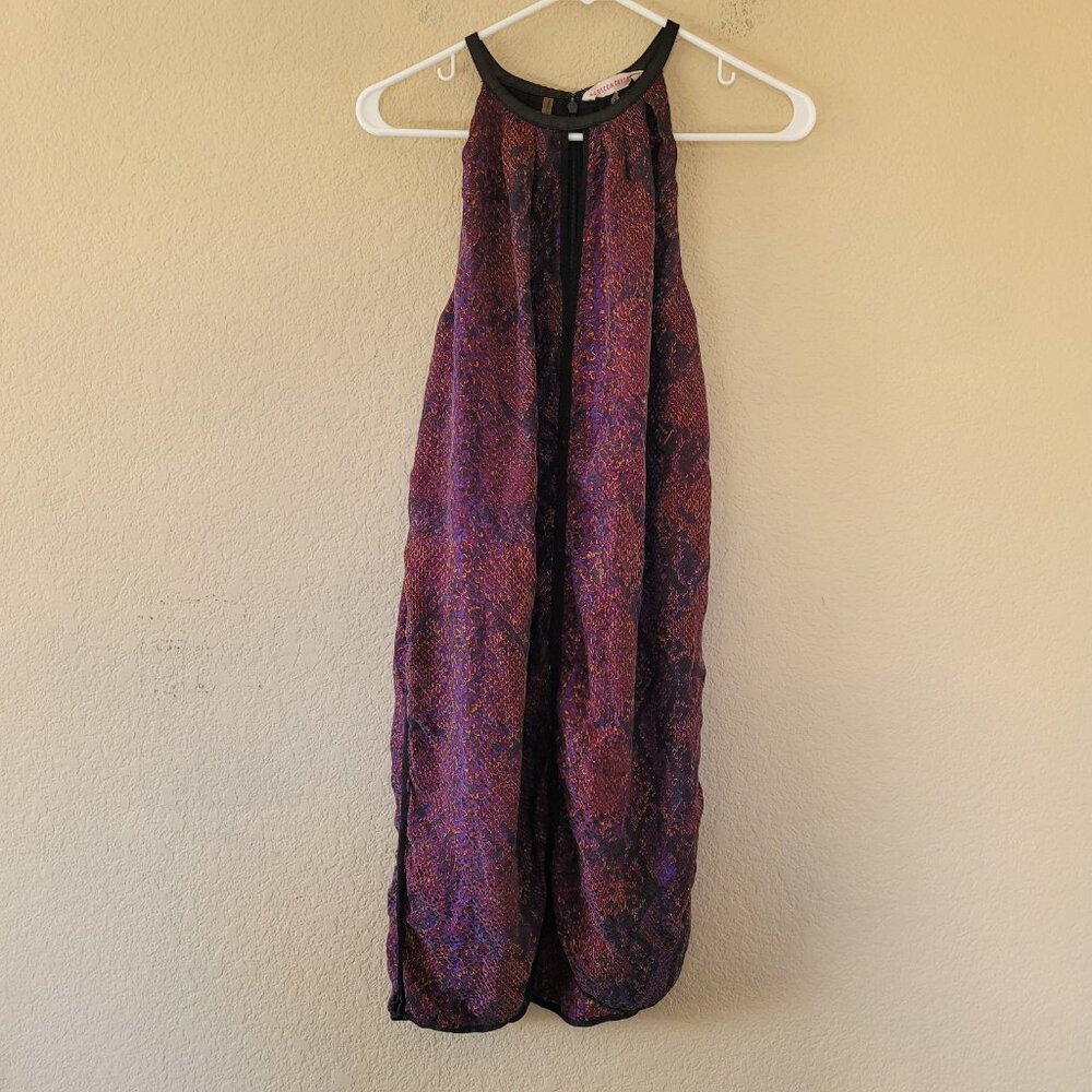 Rebecca Taylor 100% Silk Mini Shift Dress Size 2 Animal Print Lightweight Artsy